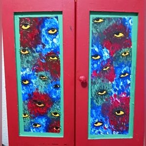 Hand painted cabinet doors